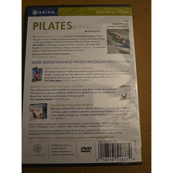 New Sealed "Pilates Body Band Workout" Gaiam Media, Health Fitness Exercise DVD - Picture 2 of 3